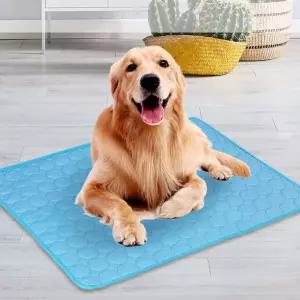 메쉬 반려동물 쿨매트 패드 침대 통기성 블루M