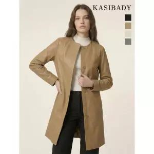 시크릿시즌오프 카시바디 미니멀 노카라 양가죽 코트 708326