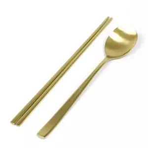 휴게소 가정 고급 스텐 골드 썬밀러 티타늄 숟가락