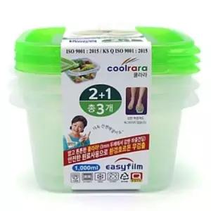 쿨라라 3P 3호 냉동실밀폐용기 냉장고밀폐용기 밀폐용기 1000ml x