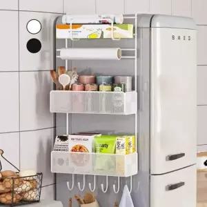 냉장고 틈새 정리대 양념통 국자걸이 수납 선반 철제