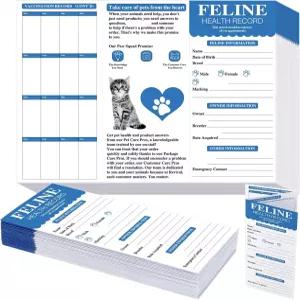 던줌 25pcs 고양이 기록 백신 책 예방 접종 카드 접이식 샷 간호 용품을 위한 책자