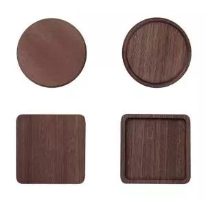 우드코스터 블랙 원형 사각 월럿 컵받침