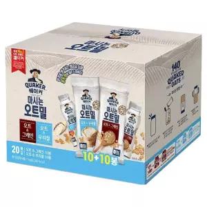 (1+1) 퀘이커 마시는 오트밀 그레인 우리쌀 낱봉팩, 50g, 20개  2Set