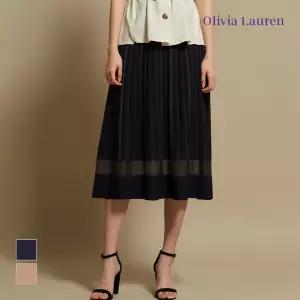 [올리비아로렌] 시스루 배색 롱스커트_VORDKWM5181