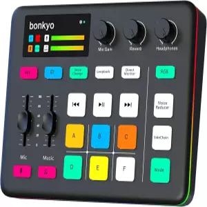 XLR 마이크 블루투스 5.0 RGB 효과 48V 팬텀 파워 보이스 체인저 PS5용 G1 사운드 카드 틱톡 라이브