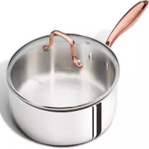 뚜껑이 있는 3겹 스테인리스 스틸 딥 프라이팬 무독성 소트 팬 오븐 안전 인덕션 세라믹 및 쿡탑 호환 실버