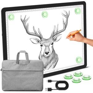 가방이 있는 필로살 마그네틱 A3 라이트 패드 사이드 버튼이 초밝은 박스 다이아몬드 아트 보드 트레이싱 및 잉용 스케치용 USB 전원 테이블 비닐 블랙