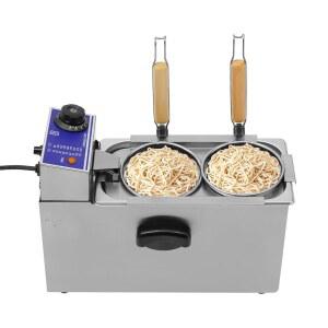 2홀 요리기 110V 1200W 상업용 파스타 쿠커 전기 바구니 2개 포함 가정용 스테인리스 스틸 칼날 만두 메이커 상점용