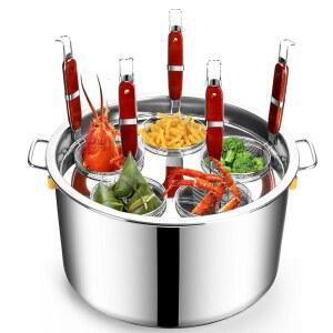 파스타 쿠커 인서트 세트 스테인리스 스틸 냄비와 스트레이너 바구니 멀티팟 요리 도구 만두 가정용 주방 레스토랑 5홀