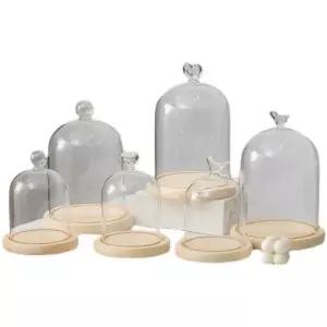 글라스 돔 캔들 먼지차단 받침 우드 유리덮개 덮개