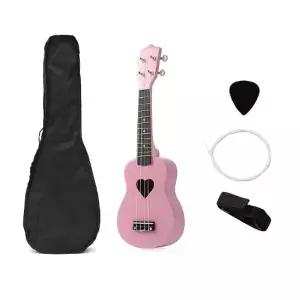 우쿠렐레 로하 백양나무 소프라노 우쿨렐레 세트 4종 핑크하트 우쿠렐라