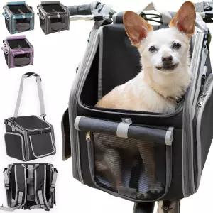 강아지 자전거 바구니 메쉬 창문 안전 끈 2개 부드러운 측면 작은 고양이를 위한 편안한 반려동물 캐리어