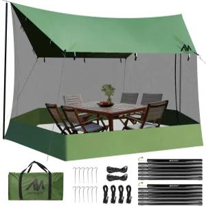 타프 폴이 있는 해먹 스크린 하우스 아야마야 대형 사이즈 18 x 11 피트 캠핑 모기장이 휴대용 텐트