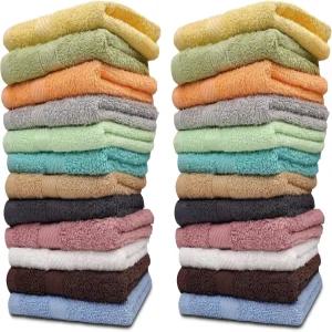 주페리아 100 면 목욕물 24팩 - 12인치 x 얼굴용 고흡수성 부드러운 수건 체육관 호텔 스파 품질 재사용