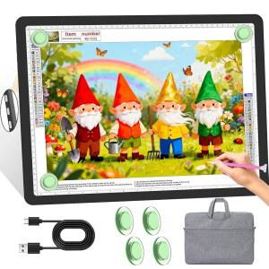 코바이반 A3 마그네틱 라이트 박스 측면 물리 버튼이 있는 충전식 다이아몬드 아트 보드 트레이싱 잉 스케치를 위한 3가지 컬러 모드 초밝은 패드 테이블 블랙