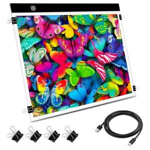 USB 전원 케이블과 4 고정 클립이 있는 펀샷 A3 LED 라이트 패드 트레이싱 박스 3단계 밝기 다이아몬드 아트 보드 스케치 페인팅