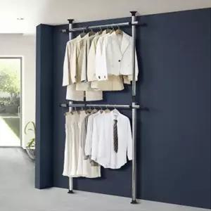 2단 시스템 폴 행거 옷걸이 벽 고정식행거 파이프