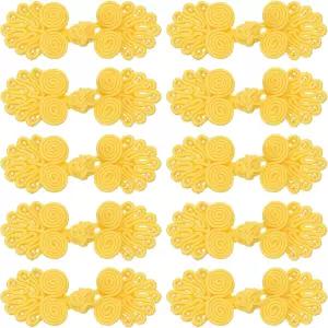 메카닉스티 16쌍 중국 매듭 개구리 단추 닫힘 연한 노란색 재봉 DIY 코트 망토 스웨터 신부 의상