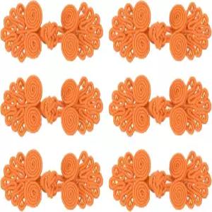 메카닉스티 6쌍 중국 매듭 개구리 단추 닫힘 오렌지 재봉 패스너와 DIY 코트 망토 스웨터 신부 의상