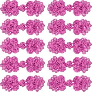 메카닉스티 10쌍 중국 매듭 개구리 단추 닫힘 라이트 로즈 레드 재봉 DIY 코트 망토 스웨터 신부 의상