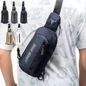 [에이치플러스몰]TBZ 영문 포인트 세로지퍼 생활방수 미니 포켓 남성 패션 슬링백