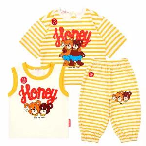 [롯데백화점]베베드피노 허니 베어 스트라이프 라운지웨어 세트_BP51OS302