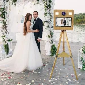 삼각대 나무 DSLR 사진 부스 파티 이벤트를 15.6 인치 터치 스크린 Selfie 키오스크 카메라 사진 부스