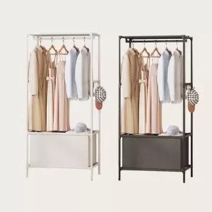[무료배송] 무타공 드레스룸 행거 수납 철제 스탠드 옷장 싱글