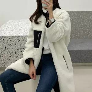 부드러운 양털점퍼 롱후리스 흰색 롱점퍼 여성 아우터 [BGL38813]
