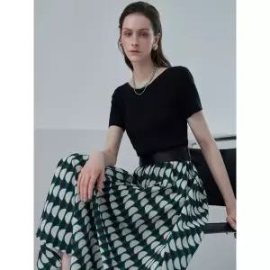 [하프클럽/]기하학 패턴 포인트 니트 원피스 LN08OP170