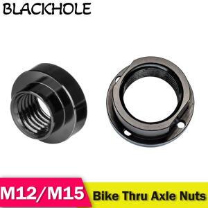 자전거 스루 액슬 너트 프레임 포크 12mm MTB 도로 자갈 용 퀵 릴리스 샤프트 알루미늄 합금 라운드 나사