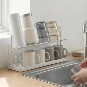 싱크대 주방 식기건조 2단 분리형 물빠짐 트레이 텀블러선반 컵건조대