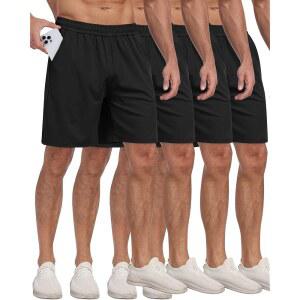 파리다이어리 4팩 남성용 운동용 체육관 반바지 포켓, 러닝 농구 하이킹