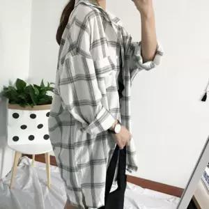 형광 패턴 긴팔 오버핏 롱 맨투맨 여성 티셔츠