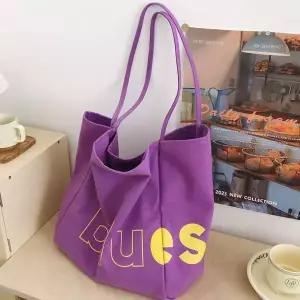 [오너클랜]WL 캔버스 에코 빅 쇼퍼 숄더 백 데일리 천 가방 퍼플 가벼운쇼퍼백