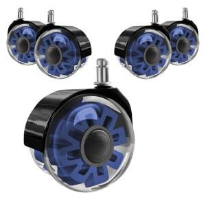 히라테 사무실 의자 바퀴 헤비 듀티(5개 세트), 3개의 u201D 듀얼 볼 롤러 가구 교체 하드우드 바닥 및 카펫 유니버설 핏 7/16인치 x 7/8인치, 파란색