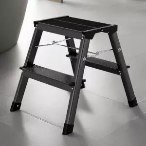 2단사다리 가정용 접이식 알루미늄 사다리 2단 블랙