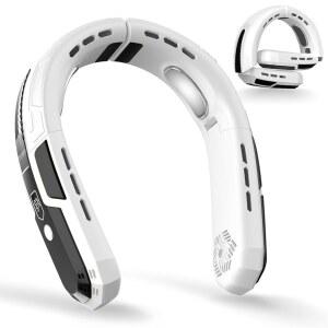 WXX 휴대용 목 선풍기, 선풍기 충전식, 360 쿨링 개인용 여행용 실내용 접이식 조용한 웨어러블 3단, 남성용 생일 선물 - 화이트 & 블랙