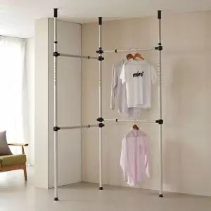 버원행거 38파이 4단폴행거 원터치 드레스룸옷걸이 조립식 드레스 정장 철재 수납식
