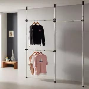 버원행거 38파이 3단폴행거 원터치 드레스룸 옷걸이행거 조립식 드레스 정장 철재 수납식