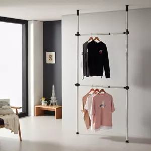 버원행거 38파이 2단폴행거 원터치 드레스룸옷걸이행거 조립식 드레스 정장 철재 수납식