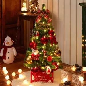 산타포인트 트리풀세트 소형 크리스마스(전구포함)트리 XMAS 인테리어 스테 성탄 스카치 실내 매장 교회 유