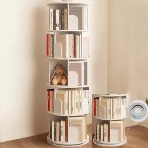 거실 5단 회전 책꽂이 선반 원형 칸막이 조립식 책장 진열대 스탠드형 정리대