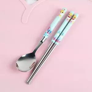 핑크퐁 아기상어 남자 어린이 주니어 예쁜 스푼+젓가락 세트 억는습관 찹스틱 저본