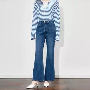 율랑팡 여성 와이드 청바지 슬라브 데님 빈티지 나팔바지 하이웨이스트 오피스룩 캐주얼 조추 HO3