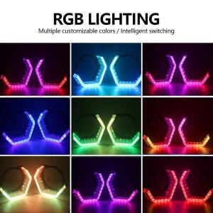 2개 5D LED 크리스탈 엔젤 아이즈 헤일로 링 2.5인치 3인치 자동차 RGB 프로젝터 렌즈 마스크 액세서리 앱