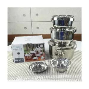 키친아트 스테인레스 코펠 6-7인용미니 다용도 등산용 캠핑용 가방 원형 아웃도어용