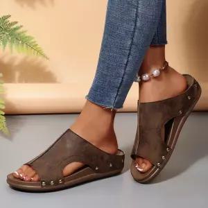 슬송렉샵 여친 여름 키작녀 슬리퍼 빅사이즈 웨지 오픈토 리벳 컴포트 비치 꾹2