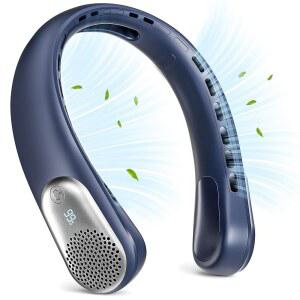 메오노프 넥 선풍기, LED 디스플레이 USB 충전식 휴대용 360 냉각 블레이드리스 개인용 4000mAh 3 속도 조절 가능한 여성용 웨어러블 여행, 선물, 집, 사무실, 남성용 선풍기